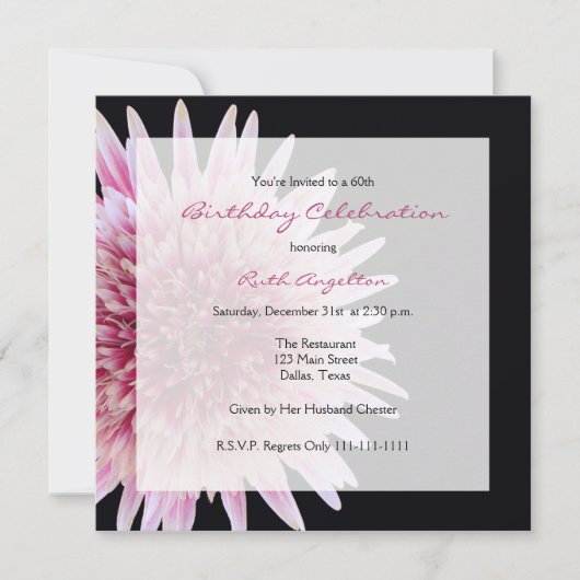 Invitation de fête du 60e anniversaire Gerbera Dai (Devant)