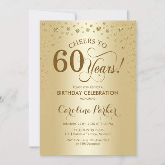 Invitation de fête du 60e anniversaire - Or (Devant)