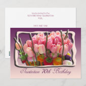 Invitation de fête du 70e anniversaire - tulips (Devant / Derrière)