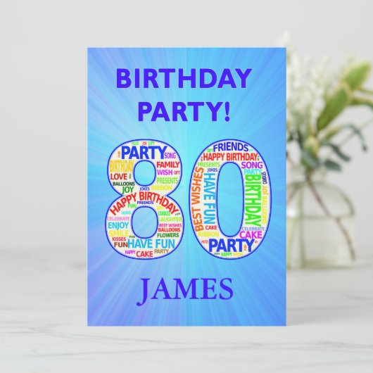 Invitation de fête du 80e anniversaire Ajouter un  (Debout devant)