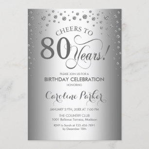 Invitation de fête du 80e anniversaire - Argent