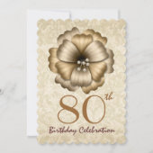 Invitation de fête du 80e anniversaire Bow fleuris (Devant)