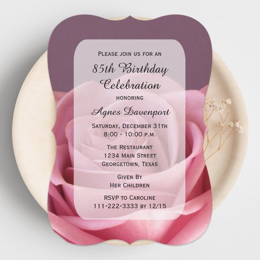 Invitation de fête du 85e anniversaire Lovely Rose