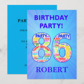 Invitation de fête du 86e anniversaire Ajouter un (Devant / Derrière)