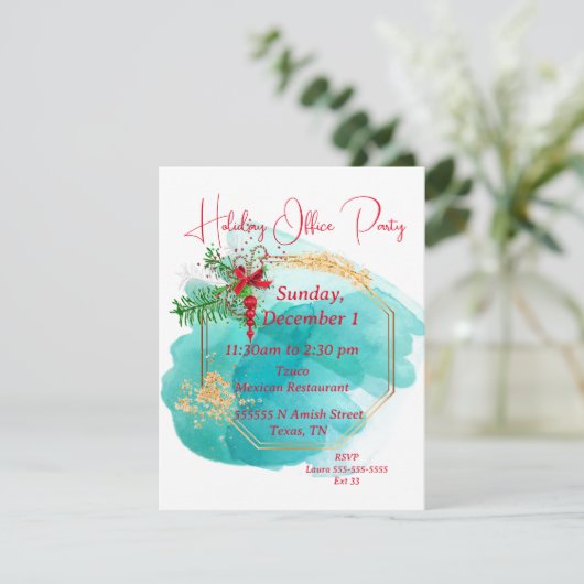 Invitation de fête du bureau de vacances (Debout devant)