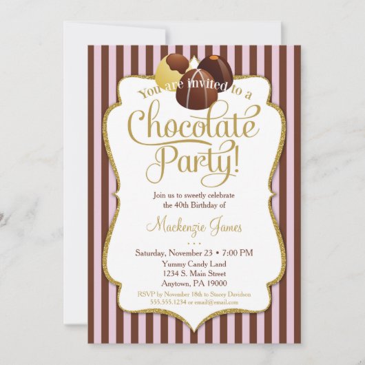 Invitation de fête du chocolat Anniversaire Desser (Devant)