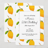Invitation de fête du citron 21e anniversaire (Devant / Derrière)