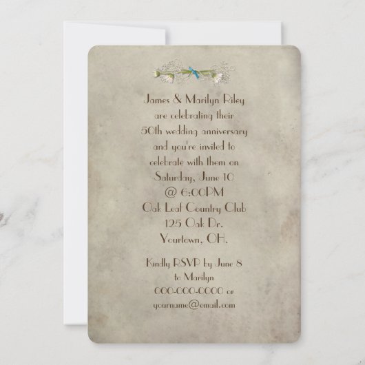 Invitation de fête du mariage vintage (Dos)