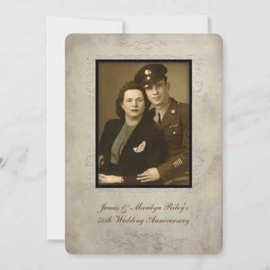 Invitation de fête du mariage vintage (Devant)