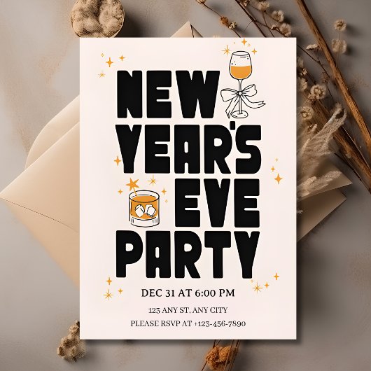 Invitation de fête du Nouvel An 2026 modifiable