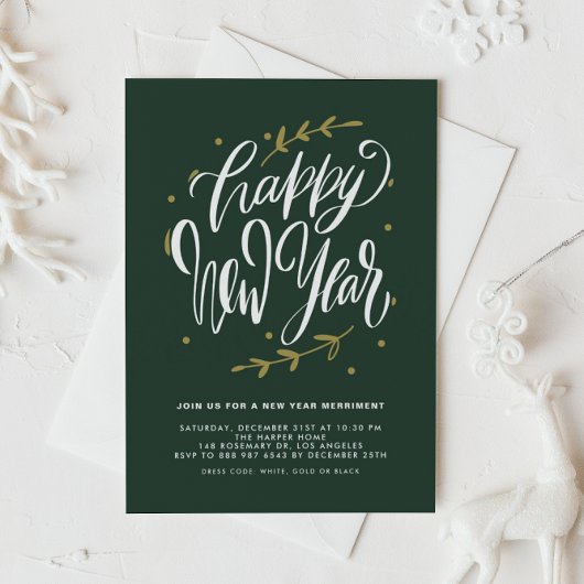Invitation de fête du Nouvel An avec calligraphie
