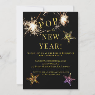 Invitation de fête du Nouvel An avec Étoiles Étinc