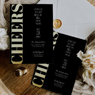 Invitation de fête du Nouvel An avec feuille d'or