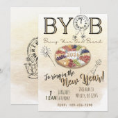 Invitation de fête du Nouvel An avec planche de ch (Devant / Derrière)