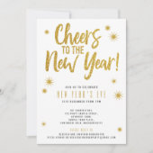 Invitation de fête du Nouvel An en blanc avec pail (Devant)