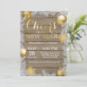 Invitation de fête du Nouvel An en Or Rustique (Debout devant)