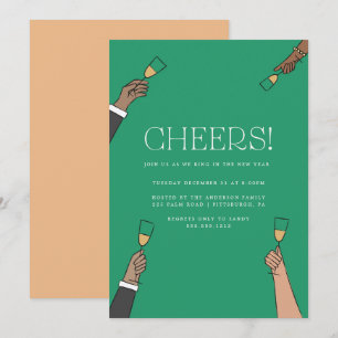 Invitation de fête du Nouvel An pour un toast au c