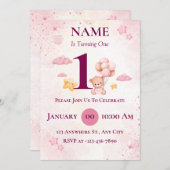 Invitation de fête du premier anniversaire modifia (Devant / Derrière)