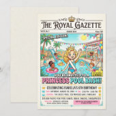 Invitation de fête éditoriale Princesse Piscine (Devant / Derrière)