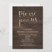 Invitation de fête élégante en bois rustique pour (Devant)