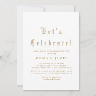 Invitation de fête élégante en calligraphie dorée