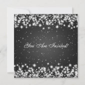 Invitation de fête élégante et scintillante noire  (Dos)