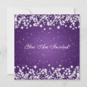 Invitation de fête élégante scintillante violet pe (Dos)