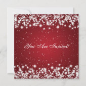 Invitation de fête élégante scintillement rouge pe (Dos)