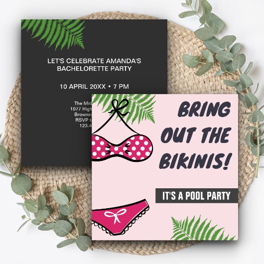 Invitation de fête en bikini pour Bachelorette au