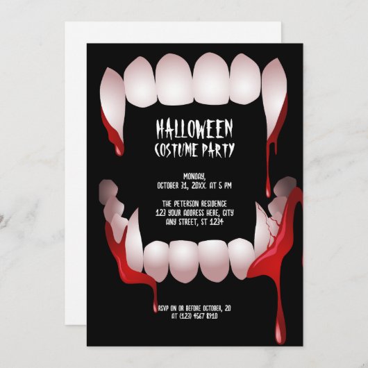 Invitation de fête en costume pour Halloween avec (Devant / Derrière)