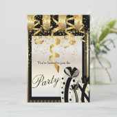 Invitation de fête en or et noir (Debout devant)