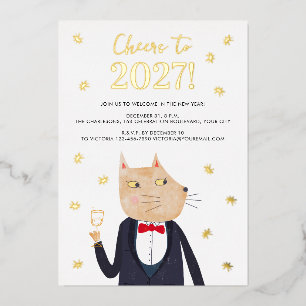 Invitation de fête en papier alu Nouvel An 2026 Ch