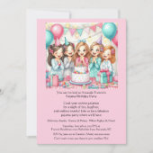 Invitation de fête en pyjama pour filles d'anniver (Devant)