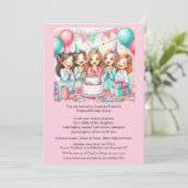 Invitation de fête en pyjama pour filles d'anniver (Debout devant)