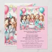 Invitation de fête en pyjama pour filles d'anniver (Devant / Derrière)