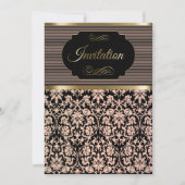 Invitation de fête en Rose, noir & or (Devant)