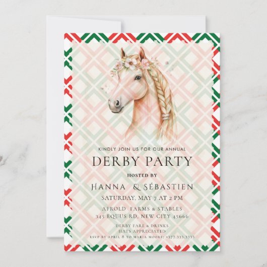 Invitation de fête équestre de Derby (Devant)