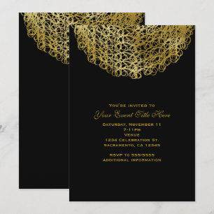 Invitation de fête événementielle cercle or élégan