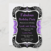 Invitation de fête fabuleuse violet argent noir (Devant)