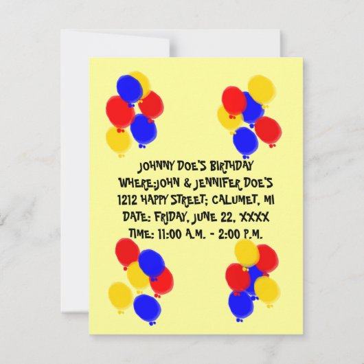 INVITATION DE FÊTE FERWN ~ FACILE À CUSTOMISER! (Dos)