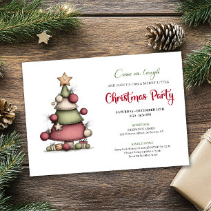 Invitation de fête festive avec un arbre dessiné à