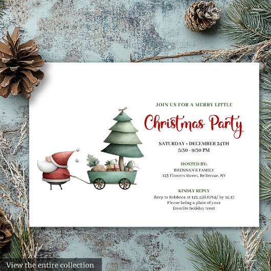 Invitation de fête festive de Père Noël drôle mini