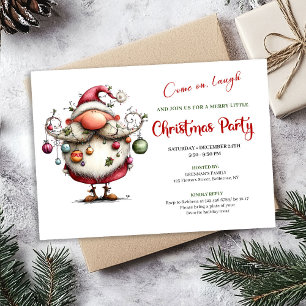 Invitation de fête festive et drôle de Père Noël à