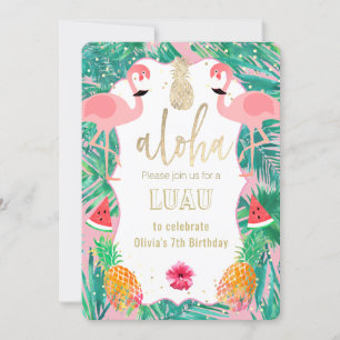 invitation de fête flamingo luau