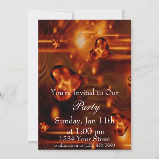 Invitation de fête Flamme de cœur complète (Devant)