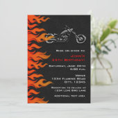 Invitation de fête Flammes Cuir Moto Biker (Debout devant)