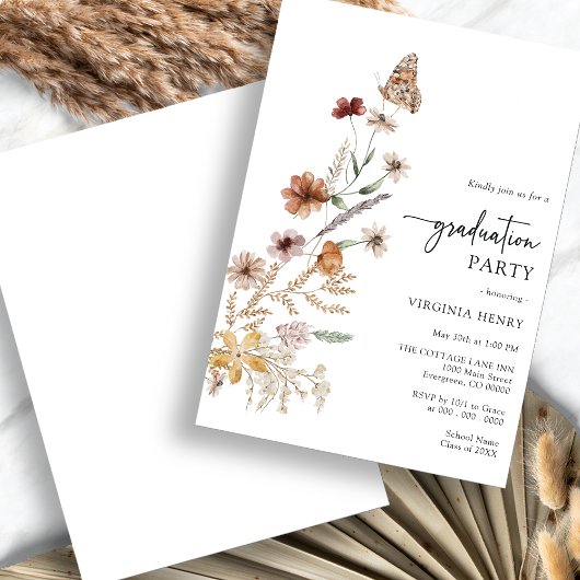 Invitation de fête florale de remise de diplômes