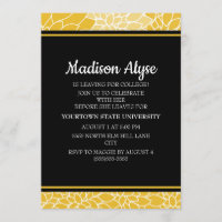 Invitation de fête florale jaune noir pour aller a