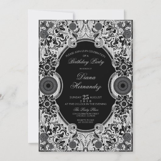 Invitation de fête florale ornée (Devant)