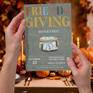 Invitation de fête Friendsgiving pour un dîner cos